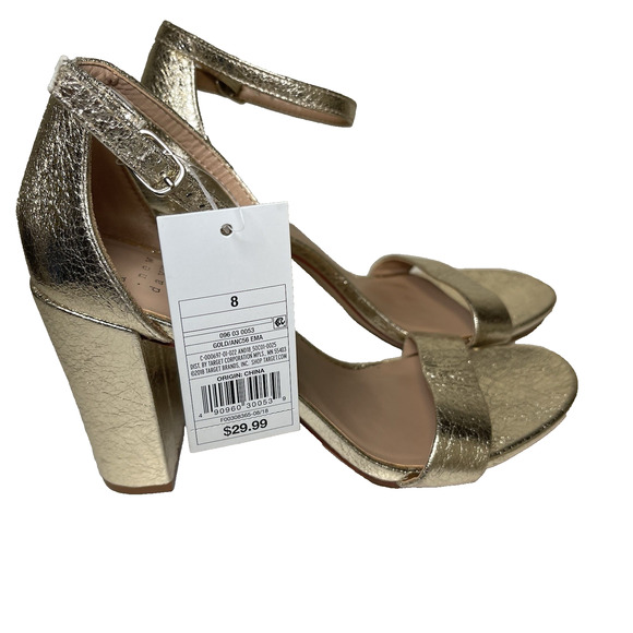 A New Day Women's Size 8 Shelly Open Toe Heels with Memory Foam Gold - Picture 3 of 7